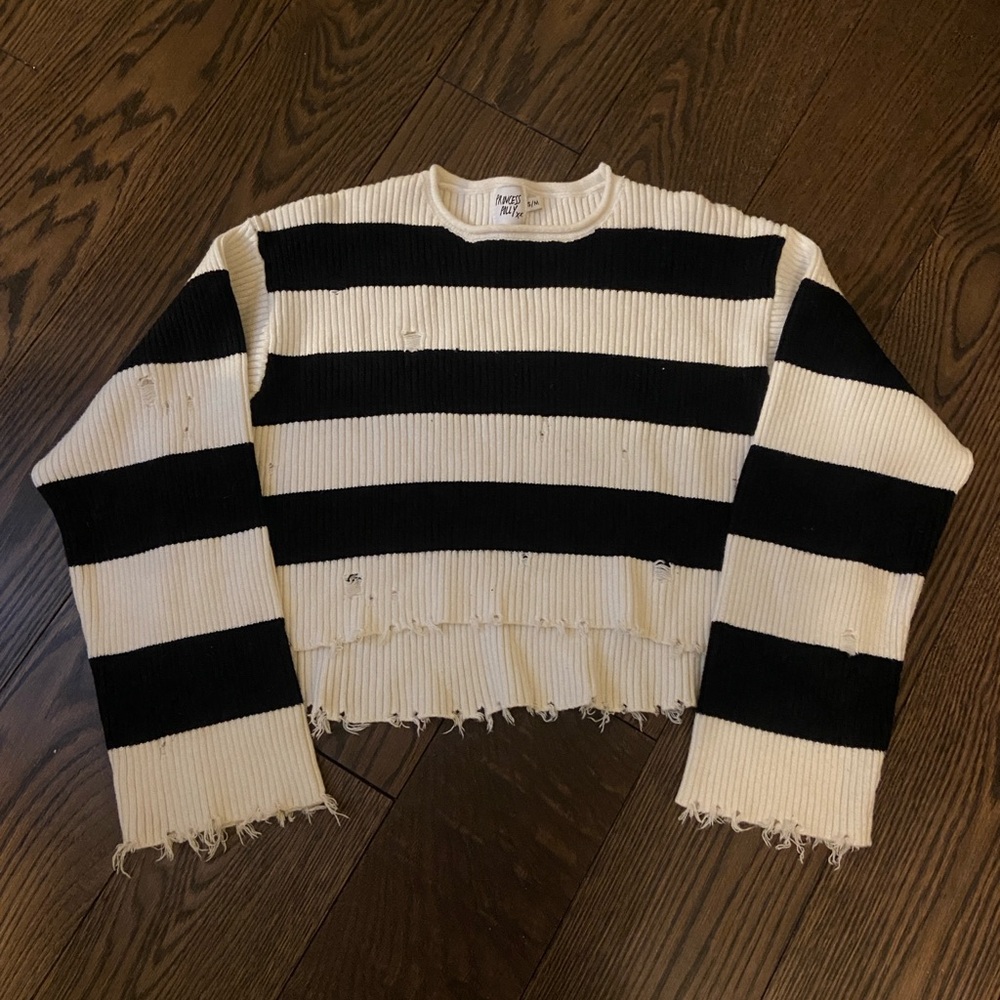 Princess Polly Black and White Striped Sweater